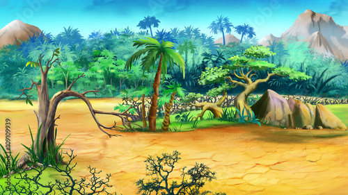 View of the African Bush. Summer Day.