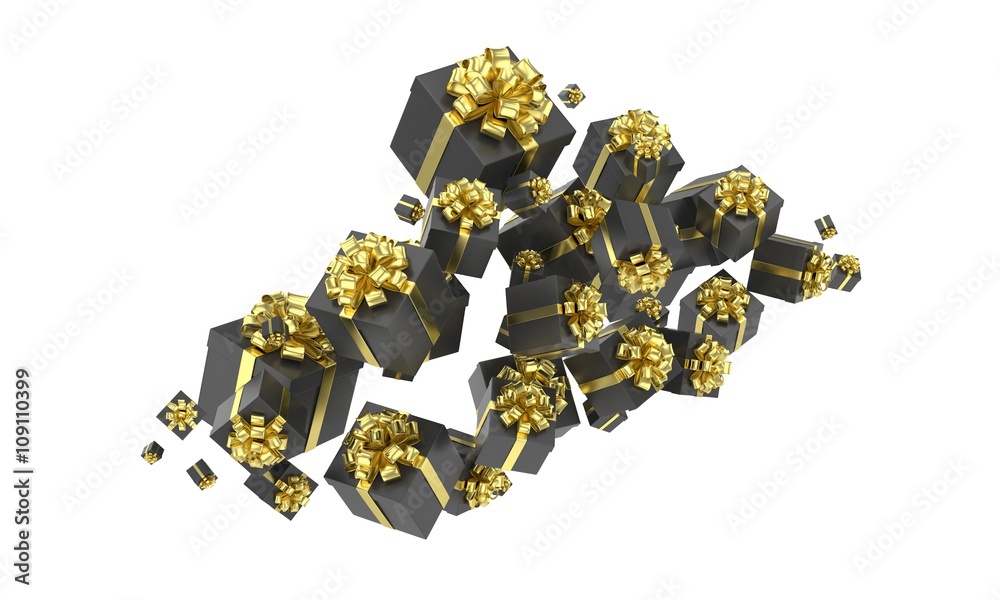 flying gift boxes on white. 3d rendering. flying gift boxes on white. 3d rendering.