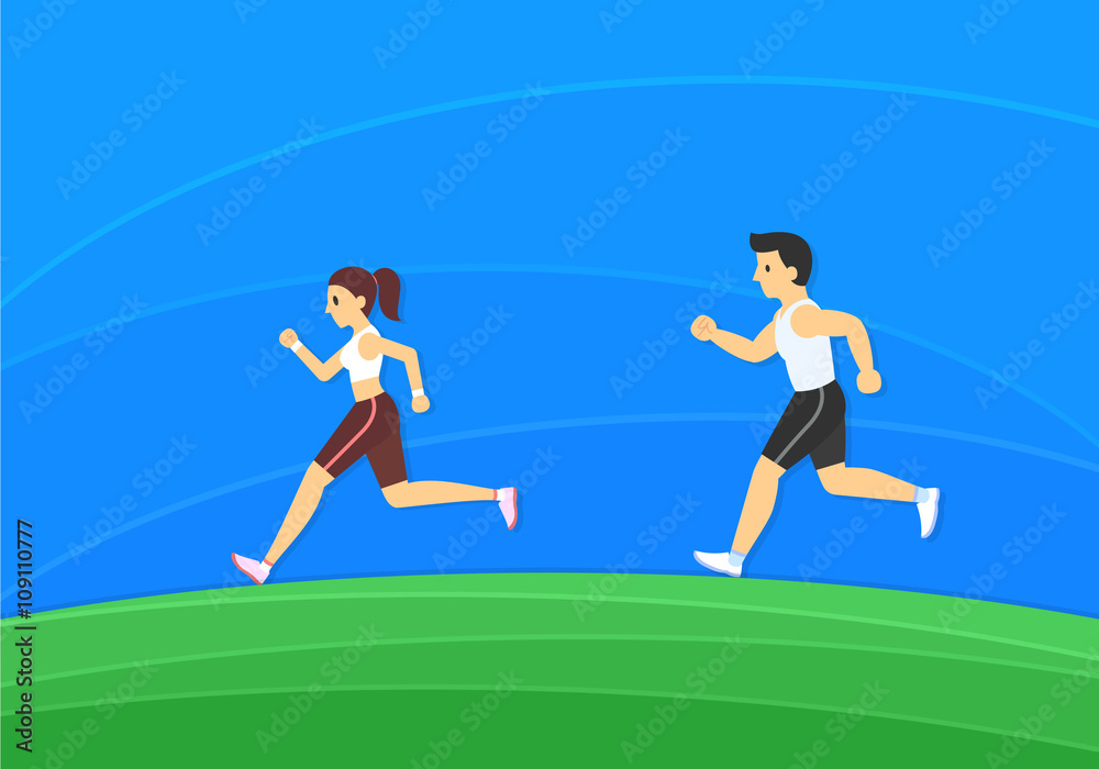 Fototapeta premium cartoon running, vector