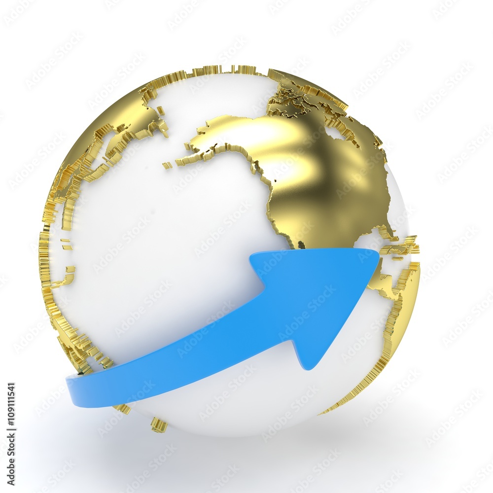 Arrow and Earth globe. 3d render Arrow and Earth globe. 3d render