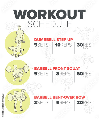Schedule of workout at the gym