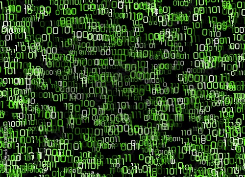Matrix style green binary numbers background