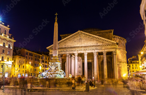Night view of the Pantheon in Rome