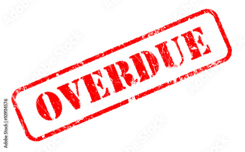 OVERDUE rubber stamp text on white background