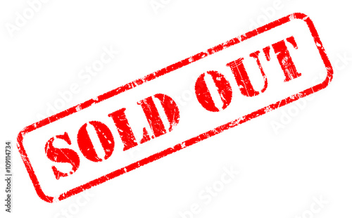 SOLD OUT rubber stamp text on white background