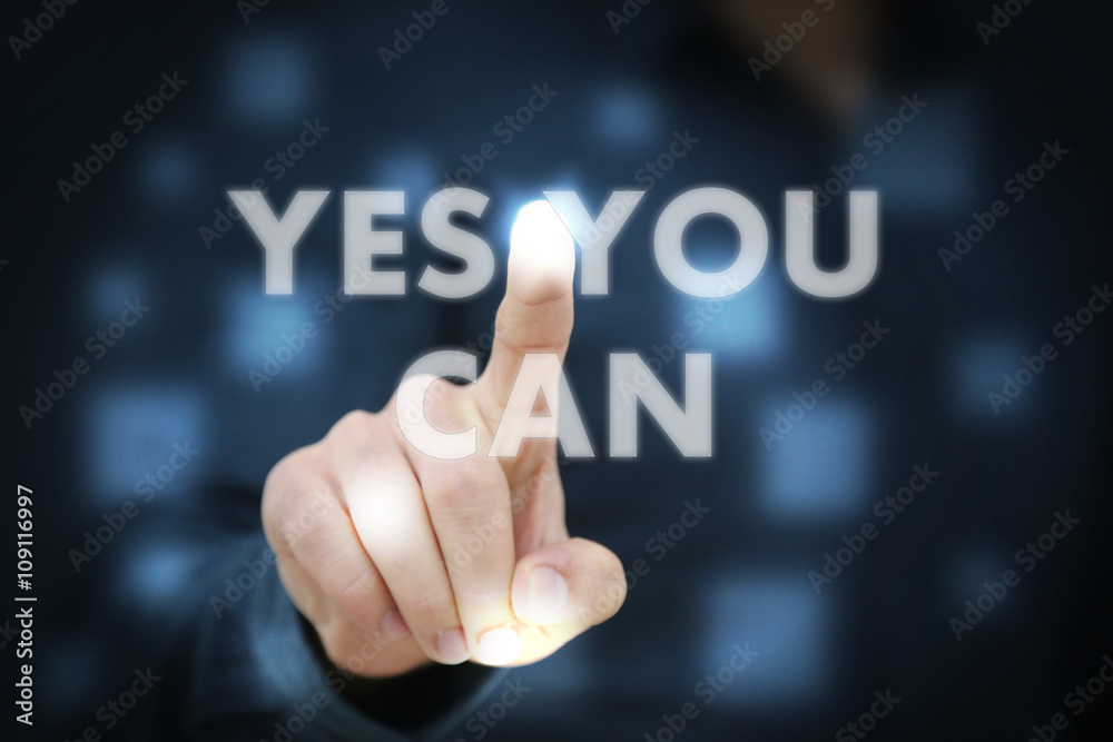 Businessman touching Yes You Can Businessman touching Yes You Can