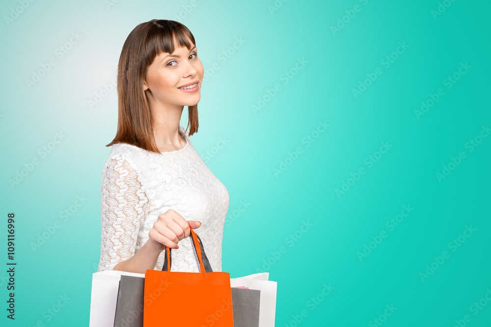 Beautiful woman with a lot of shopping bags Beautiful woman with a lot of shopping bags