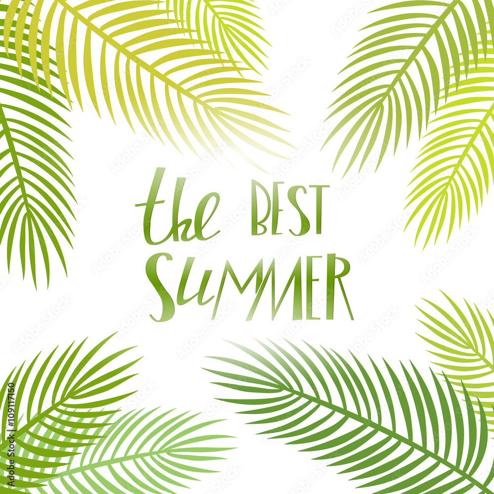 Summer day lettering poster with palm
