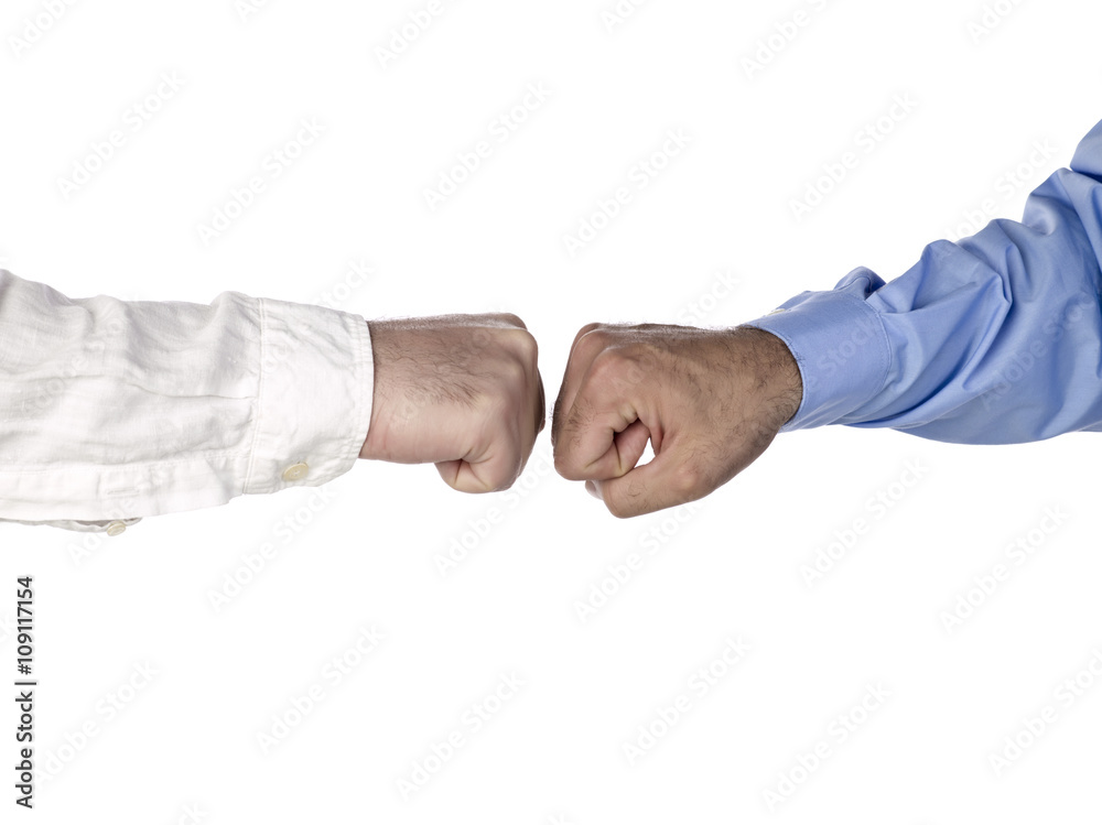 two businessmen with a fist bumping two businessmen with a fist bumping