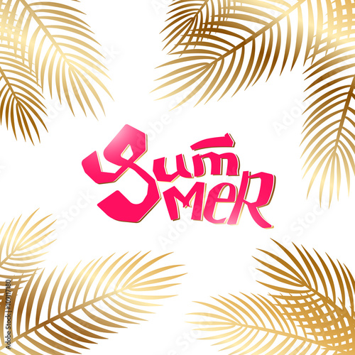 Summer lettering with gold palm