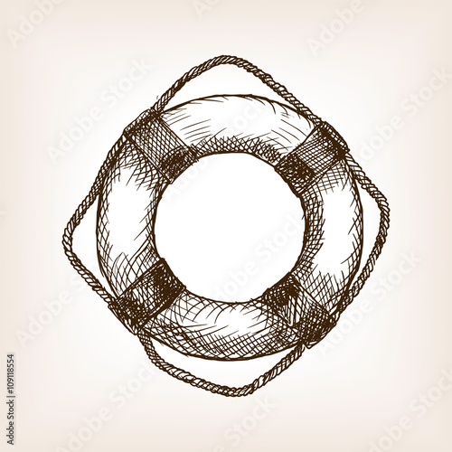 Lifebuoy hand drawn sketch style vector