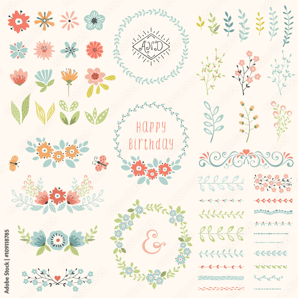 Happy Birthday Floral Set