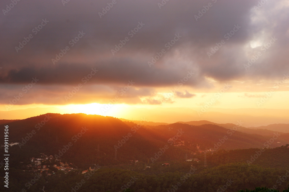 hills at sunset