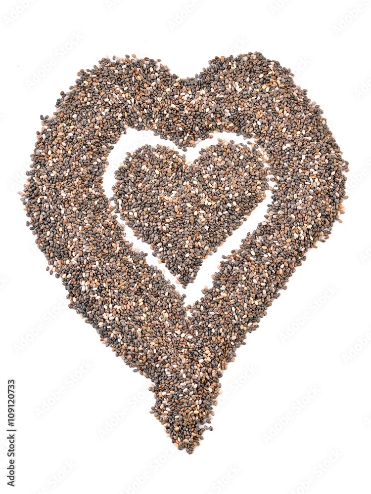 Chia seeds on white background. Chia seeds on white background.