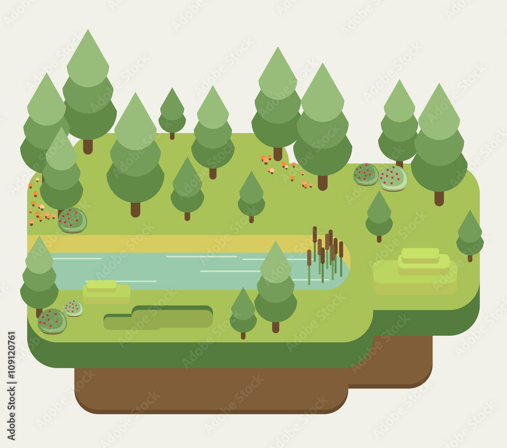 Fototapeta premium Summer landscapes. Vector illustration. Flat design.