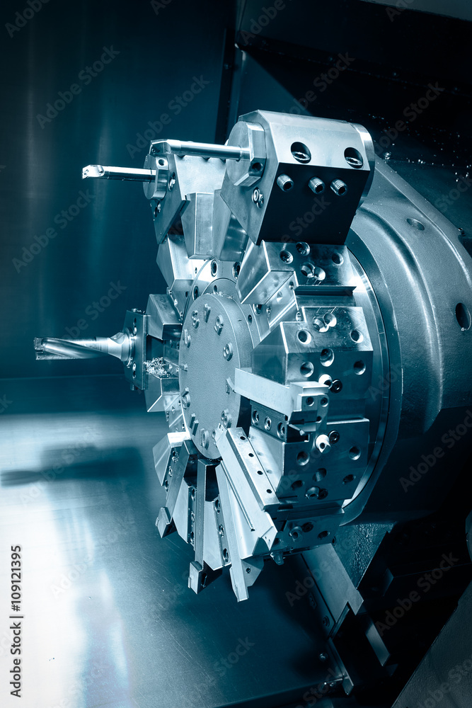 Fototapeta premium Detail of a modern CNC machine