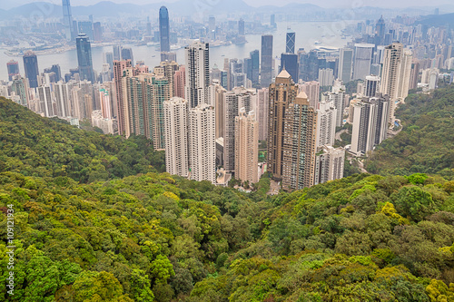 Hong Kong, View of the City and the Bay from Victoria Peak