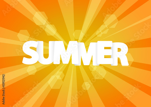 Vector abstract summer text, sunset background