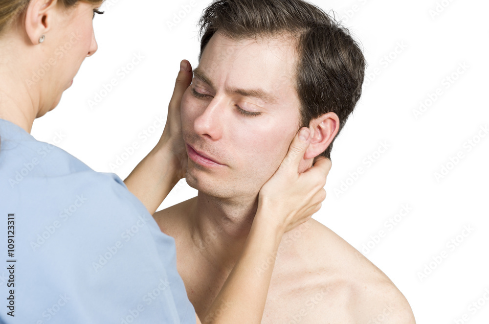 Naklejka premium Cervical manipulation with rotation