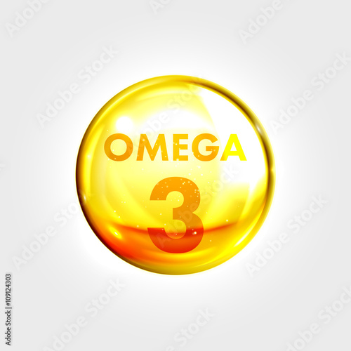 Omega 3 icon drop gold pill capsule