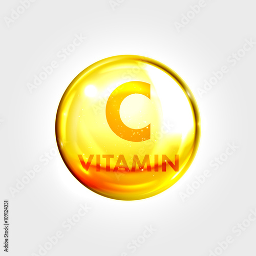 Vitamn C icon drop gold pill capsule