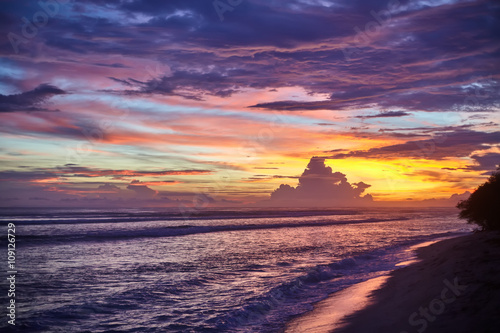 amazing colorful sunset on the sea