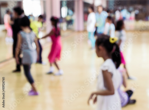 Blurred of children in dancing class
