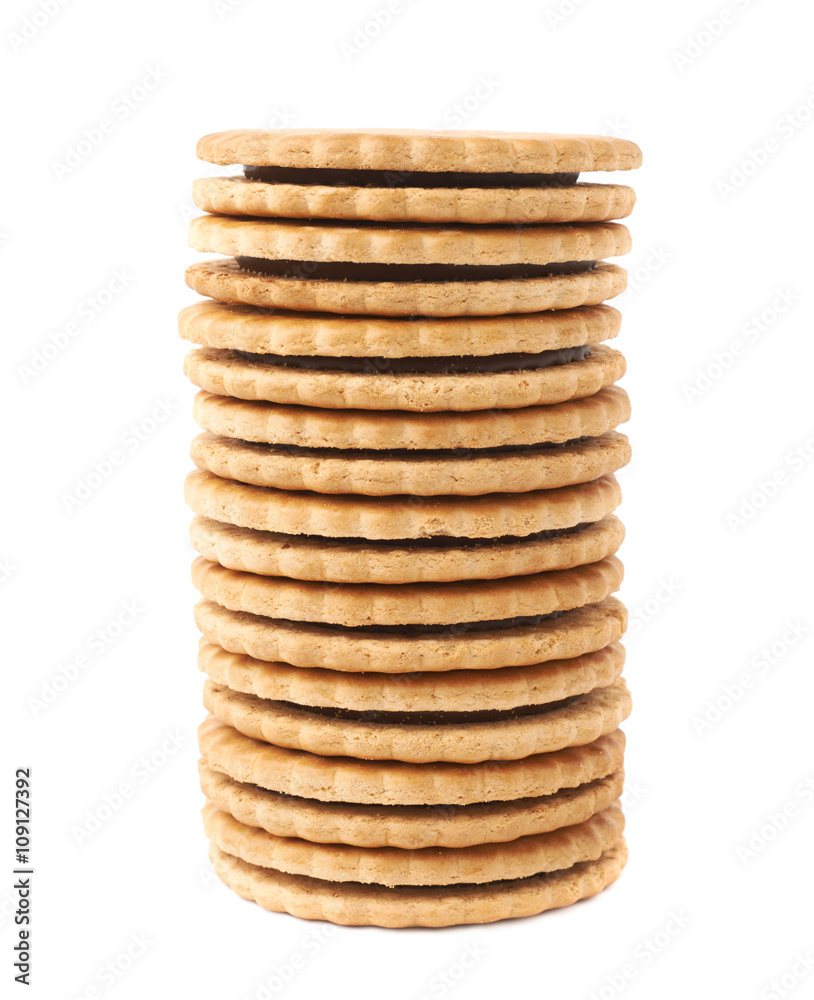 Stack of cookies isolated over the white background Stack of cookies isolated over the white background