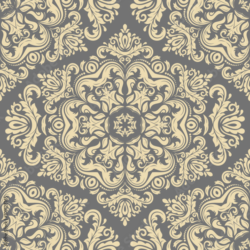 Oriental vector classic golden ornament. Seamless abstract background with repeating elements