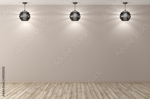 Fototapeta Naklejka Na Ścianę i Meble -  Interior background with three lamps 3d rendering