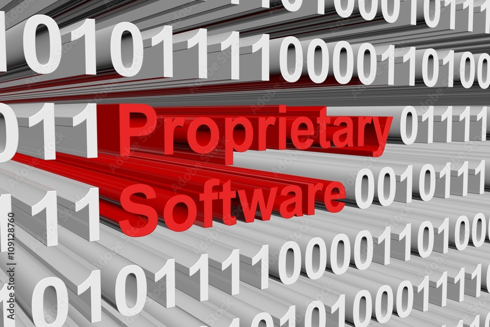 proprietary software in the form of binary code, 3D illustration