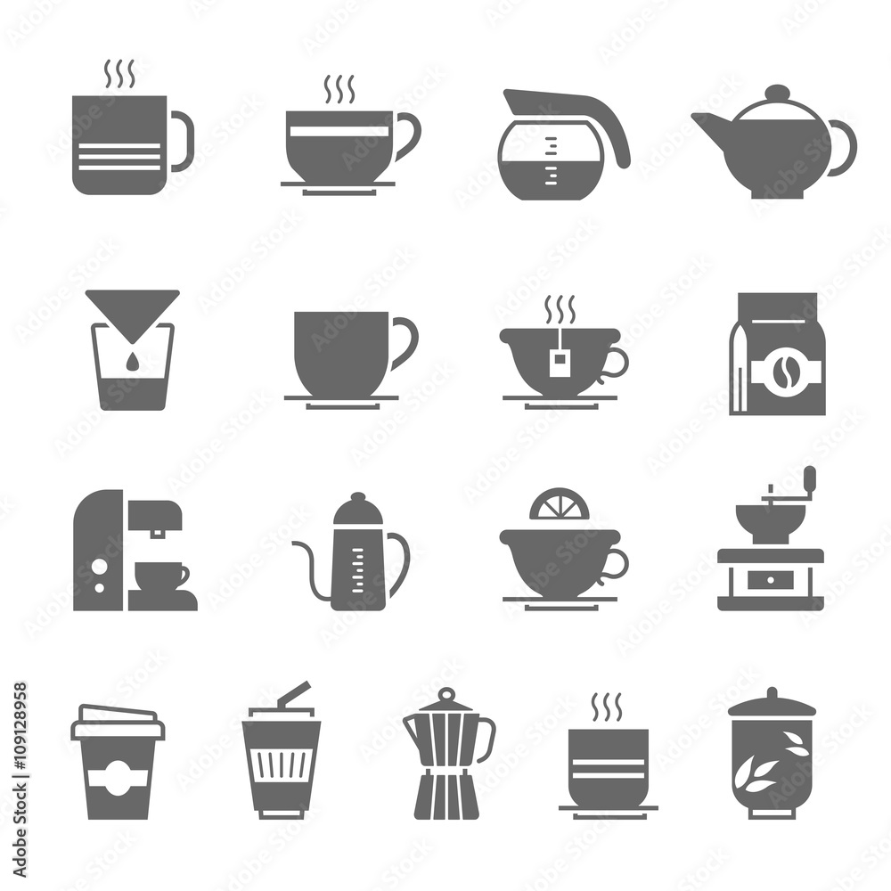 Icon set - coffee and tea Icon set - coffee and tea
