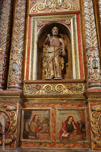 Main nave and altar in Cathedral Church of Saint Mary of Betancuria in Fuerteventura, Canary Islands, Spain