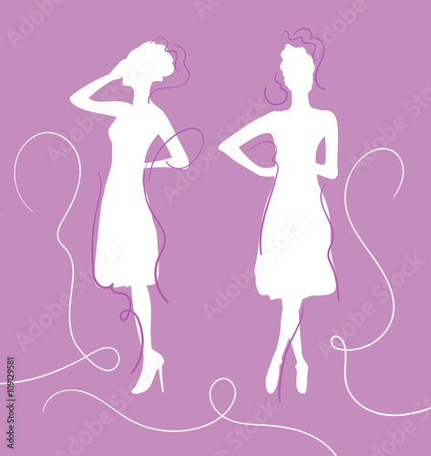 Outine of two female silhouettes.