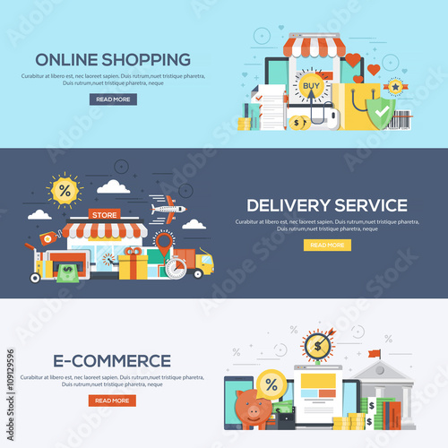 Flat designed banners- Shopping and Commerce