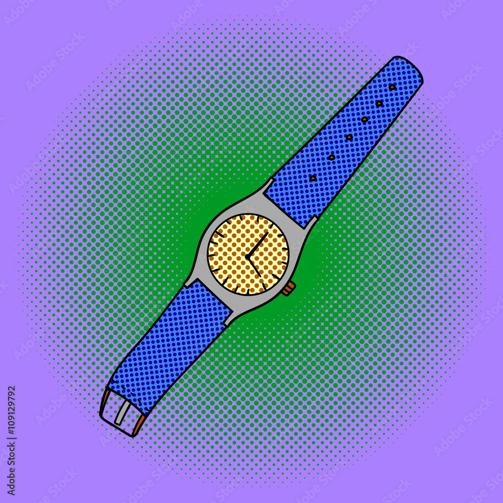 Wristwatch pop art vector illustration