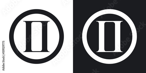 Zodiac sign Gemini. Two-tone version on black and white backgrou