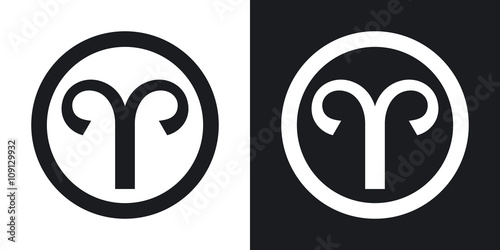 Zodiac sign Aries. Two-tone version on black and white backgroun
