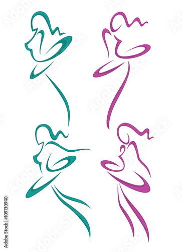 vector collection of abstract women in ballet pose for your logo