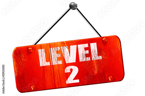 level 2, 3D rendering, vintage old red sign photo