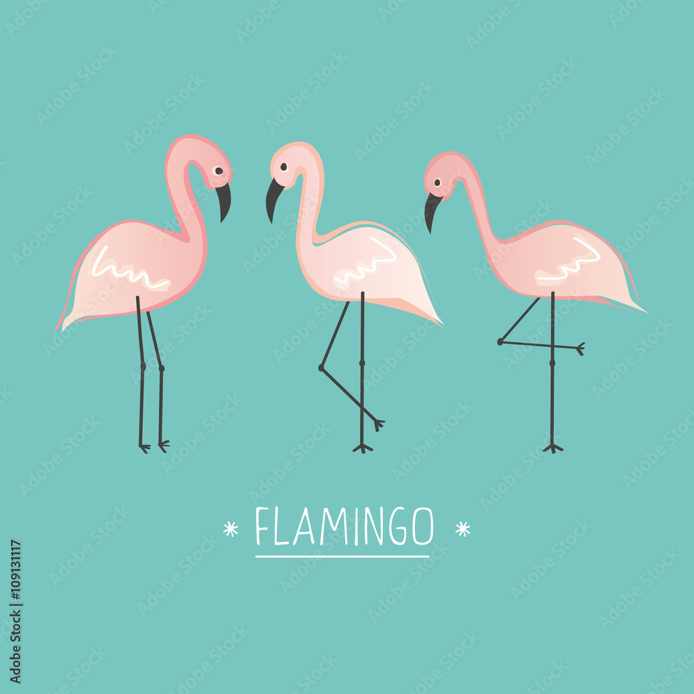 Fototapeta premium Vector illustration pink flamingo
