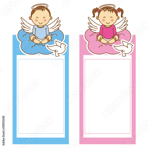 christening girl and boy. space for text