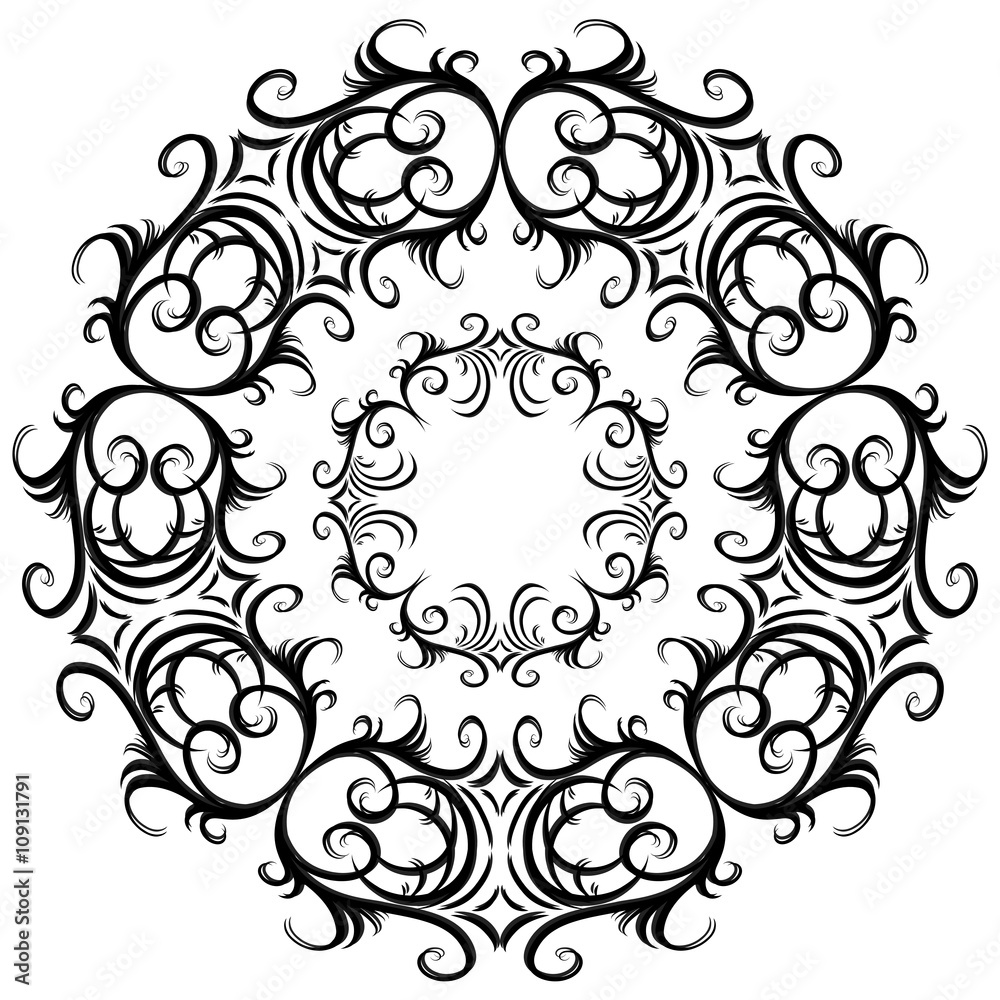 Set of black and white vintage round frames. Vector element for design of cards, invitations, banners and your creativity