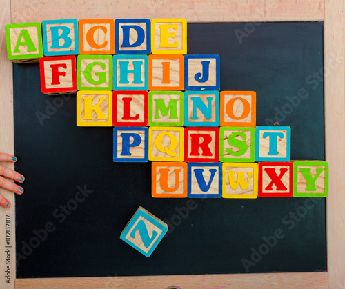 Wooden alphabet blocks