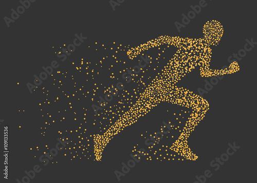 Gold vector silhouettes of runners