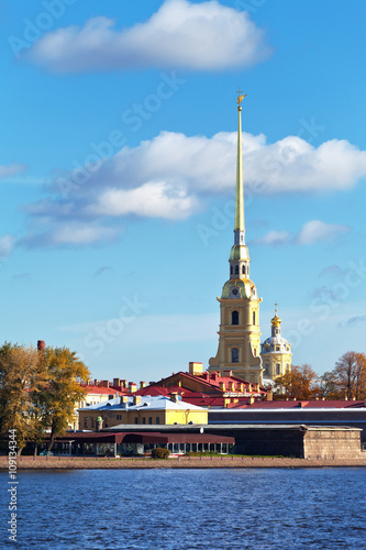 St. Petersburg. View from the Neva River on Peter and Paul Fortress in a sunny day