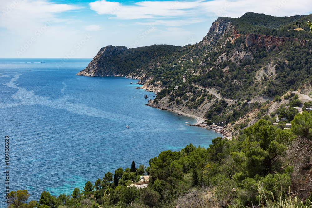 Aussicht Bucht auf Ibiza Spanien