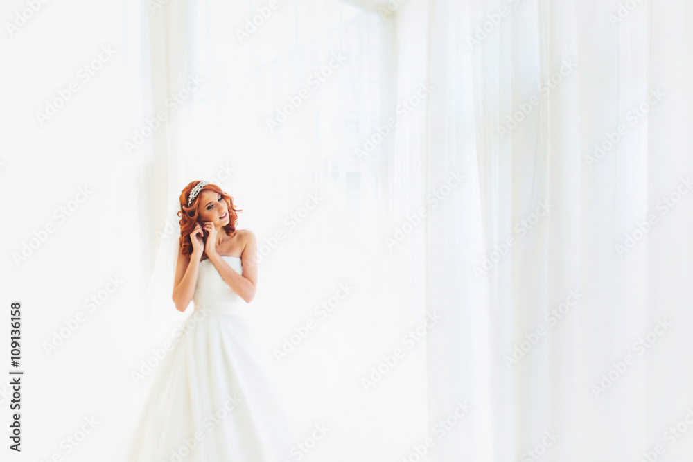 Portrait of the beautiful bride in the white dress Portrait of the beautiful bride in the white dress