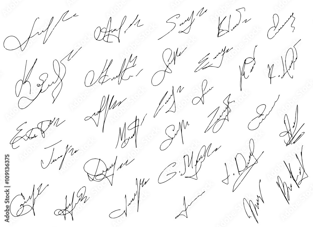 Signatures set, vector illustration,hand drawn. Signatures set, vector illustration,hand drawn.