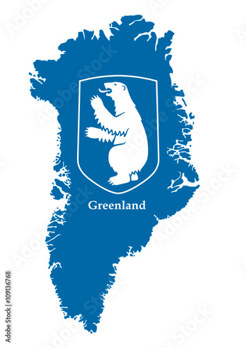 greenland vector map with coat of arms